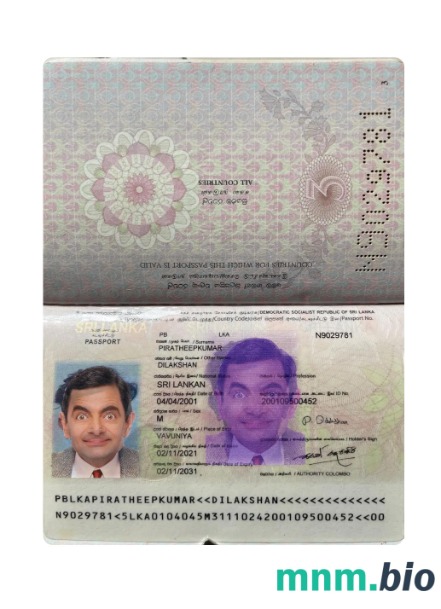 Paszport Sri Lanki 2021-obecnie, szablon w formacie PSD